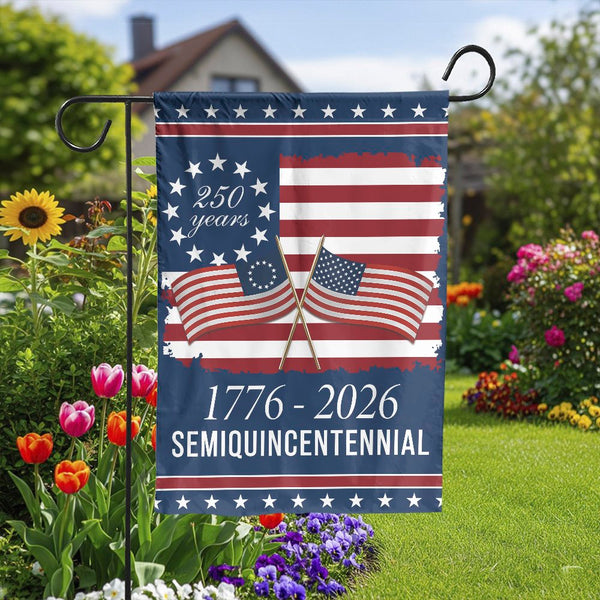 USA 250 Years Garden Flag | 1776-2026 Semiquincentennial Patriotic Decor | Weather-Resistant Premium Polyester | Independence Day Gift