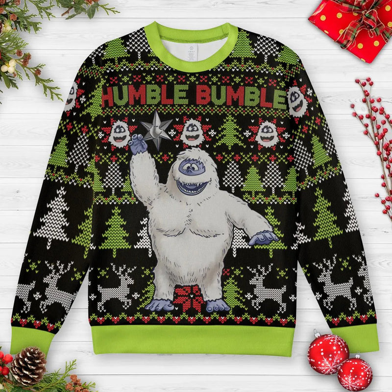 Rudolph Yeti Ugly Christmas Sweater, Humble Bumble Abominable Snowman Sweatshirt, Retro Winter Monster Holiday Crewneck, Fan Present