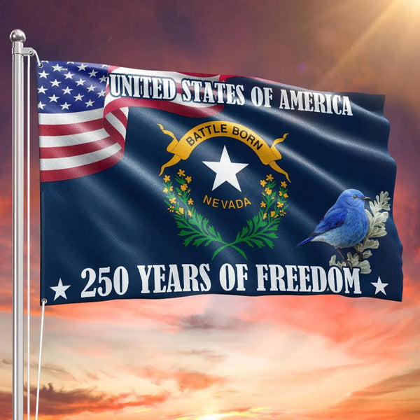 Nevada State Flag 250 Years of Freedom | Double-Sided Grommet House Flag | UV-Resistant Polyester | Patriotic Home Decor