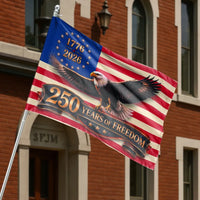1776-2026 Eagle House Flag | 250 Years of Freedom Patriotic Design | Double-Sided Weather-Resistant Polyester | Gift for American History Lovers