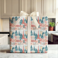 Red Tokyo Tower Gift Wrap, Snowy Tokyo Cityscape Wrapping Paper, Watercolor Winter Holiday Gift Wrap Roll, Japan Christmas Wrapping Paper