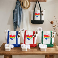 Colorful Heart Color-blocked Canvas Bag