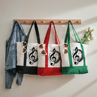 Music Symbols Patterns Color-blocked Canvas Bag