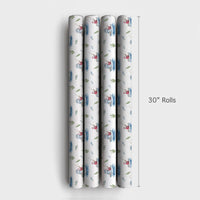 Nautical Boat Christmas Gift Wrap, Fishing Santa Wrapping Paper, Watercolor Angler Holiday Wrapping Paper, Whimsical Ocean Santa Gift Wrap