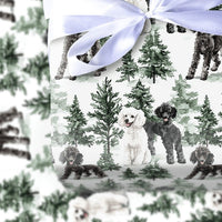 Winter Forest Dog Gift Wrap, Poodle Christmas Wrapping Paper, Watercolor Poodle Holiday Wrapping Paper, Xmas Dog Lover Wrapping Paper Roll