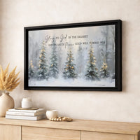 Christian Christmas Canvas, Glory to God Luke 2 14 Scripture Canvas Art, Religious Holiday Canvas Print, Winter Faith Home Decor Present