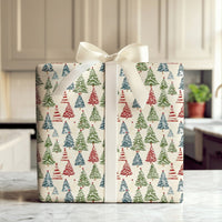 Colorful Forest Holiday Wrapping Paper, Watercolor Christmas Tree Wrapping Paper, Rustic Winter Gift Wrap Roll, Festive Xmas Present Wrap