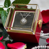 Eternal Bond Knot Pendant, Sister Love Knot Necklace, CZ Crystal Love Knot Jewelry, Rotating Rose Box Necklace, Birthday Christmas Present