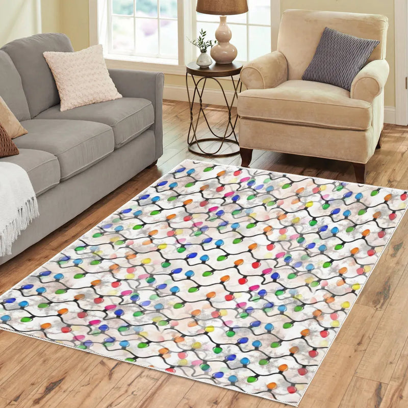 Holiday String Light Runner Rug, Christmas Lights Runner Rug, Festive Winter Runner Rug, Colorful Xmas Floor Mat, Holiday Home Decor Present