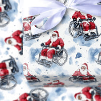 Wheelchair Sleigh Gift Wrap, Black Santa Wrapping Paper, Inclusive Christmas Wrapping Paper, Inclusive Black Santa Holiday Paper Roll