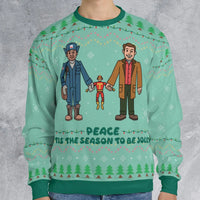 All Over Print Holiday Sweater, Tis the Season to Be Jolly Ugly Christmas Sweatshirt, Festive Xmas Party Pullover Crewneck Present