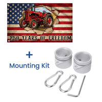 Red Tractor American Flag | 250 Years of Freedom Patriotic House Flag | Double-Sided Weather-Resistant Polyester | Farmer Gift