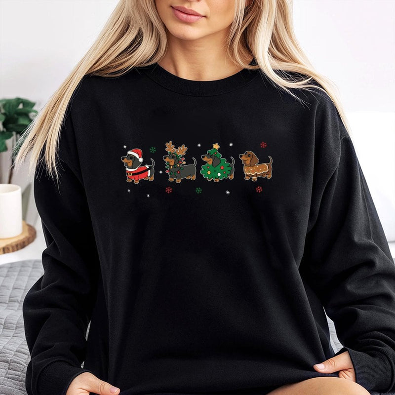 Adorable Wiener Dog Holiday Sweater, Dachshund Christmas Sweatshirt, Retro Doxie Crewneck Pullover, Festive Dog Lover Sweatshirt, Xmas Present