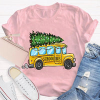 Festive Holiday Bus Driver Tee, School Bus Christmas Tree T-Shirt, Christmas Bus Graphic Shirt, Adorable Winter Xmas Tee, Teacher Holiday Present