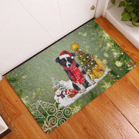 Merry Christmas Dog Doormat, Border Collie Christmas Doormat, Snow Tree Entryway Doormat, Dog Lover Welcome Mat, Holiday Home Decor Present