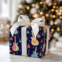 Electric Guitar Holiday Gift Wrap, Christmas Guitar Wrapping Paper, Rock Musician Present Wrap, Starry Music Present Paper, Xmas Gift Wrap