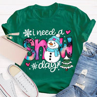 Winter Holiday Graphic Tee, Snow Day Snowman Christmas Tree T-Shirt, Adorable Snowman Tree Shirt, Humorous Winter Season Tee, Christmas Snow Present