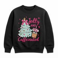 Christmas Coffee Crewneck, Jolly and Caffeinated Sweatshirt, Adorable Holiday Tree Pullover, Festive Xmas Sweater, Coffee Lover Present