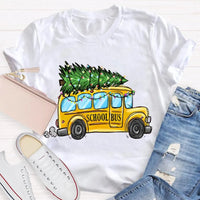 Festive Holiday Bus Driver Tee, School Bus Christmas Tree T-Shirt, Christmas Bus Graphic Shirt, Adorable Winter Xmas Tee, Teacher Holiday Present