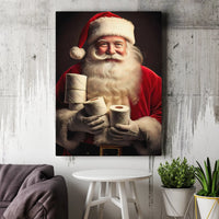 Humorous Christmas Bathroom Canvas Wall Art, Humorous Santa Toilet Paper Canvas Print, Quirky Holiday Canvas Decor, Humorous Xmas Bathroom Art