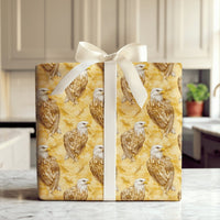 Gold Wildlife Bird Gift Wrap, American Bald Eagle Wrapping Paper, Patriotic Nature Present Wrap, Animal Lover Christmas Wrapping Paper