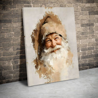 Rustic Oil Portrait Canvas Print, Smiling Santa Claus Canvas Art, Christmas Holiday Wall Art, Festive Winter Canvas Decor, Xmas Room Decor