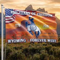 Wyoming 250th Anniversary Flag | America 250 Years of Freedom 1776-2026 | Double-Sided Polyester House Flag | Patriotic WY Home Decor Gift