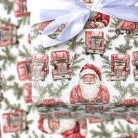 Santa Claus Trucker Gift Wrap, Semi Truck Christmas Wrapping Paper, Big Rig Holiday Wrapping Paper, Truck Driver Christmas Wrapping Paper