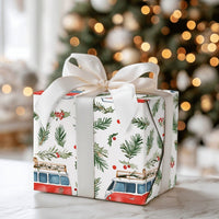 Retro Red Camper Van Gift Wrap, Vintage Camper Christmas Wrapping Paper, Winter Travel Holiday Wrapping Paper, Festive Road Trip Gift Wrap