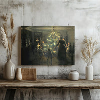 Classic Christmas Painting Canvas Print, Viggo Johansen Silent Night Canvas Wall Art, Holiday Living Room Canvas Art, Vintage Xmas Decor