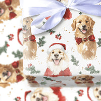 Holiday Dog Wrapping Paper, Golden Retriever Christmas Wrapping Paper, Festive Watercolor Canine Gift Wrapping Paper, Xmas Pet Gift Wrap