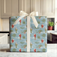 Humorous Angler Santa Gift Wrap, Fly Fishing Santa Wrapping Paper, Outdoor Christmas Present Paper, Fisherman Holiday Gift Wrapping Paper