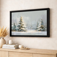 Snowy Christmas Tree Canvas Print, Winter Forest Canvas Wall Art, Holiday Landscape Wall Art, Festive Winter Scene Canvas Wall Decor