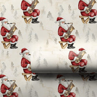 Watercolor Jazz Christmas Gift Wrap, Santa Playing Saxophone Wrapping Paper, Musical Stool Santa Wrapping Paper, Holiday Gift Wrapping Paper
