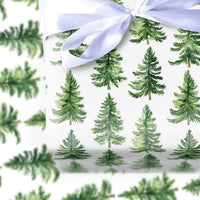 Rustic Woodland Gift Wrap, Watercolor Pine Tree Wrapping Paper, Evergreen Forest Wrapping Paper, Winter Holiday Christmas Gift Wrap Roll