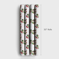 Red Eyed Frog Santa Hat Gift Wrap Roll, Tree Frog Christmas Wrapping Paper, Adorable Animal Holiday Wrapping Paper, Whimsical Kids Gift Wrap
