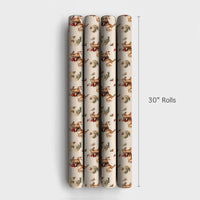 Vintage Horse Christmas Gift Wrap, Equestrian Santa Wrapping Paper, Watercolor Holiday Present Wrapping Paper, Rustic Country Holiday Wrap