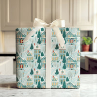 Winter Wonderland Gift Wrap, Snowy Christmas Village Wrapping Paper, Comfy Holiday House Wrapping Paper, Nostalgic Christmas Gift Wrap Roll