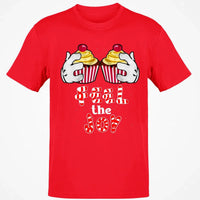 Adorable Cartoon Cupcake Graphic Tee, Feel the Joy Christmas Shirt, Holiday Sweets T-Shirt, Festive Winter Shirt, Dessert Lover Xmas Present