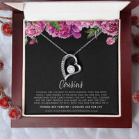 Heart Pendant with CZ Crystal, Cousin Forever Love Necklace, Meaningful Birthday Jewelry Necklace, Keepsake Christmas Heart Necklace for Her
