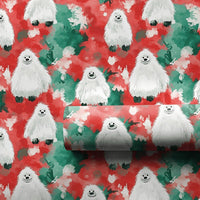 Abominable Snowman Holiday Gift Wrap, Adorable Yeti Christmas Wrapping Paper, Watercolor Yeti Wrapping Paper, Kids Festive Xmas Gift Wrap