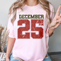 Retro Varsity Number Holiday Shirt, December 25 Christmas T-Shirt, Vintage Christmas Graphic Tee, Holiday Aesthetic T-Shirt Present