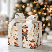 Western Holiday Gift Wrap, Cowboy Santa Christmas Wrapping Paper, Watercolor Rodeo Santa Gift Wrapping Paper, Rustic Country Present Wrap
