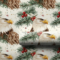 Watercolor Christmas Pine Gift Wrap, Patriotic Bald Eagle Wrapping Paper, Holly Berry Present Wrap, Winter Wildlife Holiday Gift Wrap