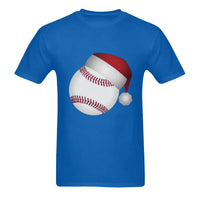 Holiday Double Sided Baseball Graphic Tee, Baseball Santa Hat Christmas T-Shirt, Humorous Sports Xmas Shirt, Fan Present