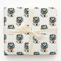 Dog Wreath Holiday Gift Wrap, Shih Tzu Christmas Wrapping Paper, Adorable Shih Tzu Puppy Wrapping Paper, Dog Lover Xmas Gift Wrap Roll