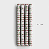 Pink Bow Garland Holiday Gift Wrap, Watercolor Holly Christmas Wrapping Paper, Festive Botanical Wrapping Paper, Elegant Gift Wrapping Paper