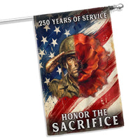 Memorial Day Garden Flag 250 Years of Service | Honor The Sacrifice Poppy Soldier Design | Double-Sided Polyester US Flag | Patriotic Yard Decor for Veterans
