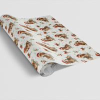 Santa Hat Dog Holiday Gift Wrap Roll, Basset Hound Christmas Wrapping Paper, Adorable Dog Lover Wrapping Paper, Festive Xmas Present Packaging