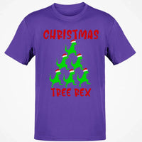 Humorous Dinosaur Holiday Graphic Tee, Christmas Tree Rex Shirt, Adorable Trex Christmas T-Shirt, Festive Dino Lover Shirt, Holiday Season Tee